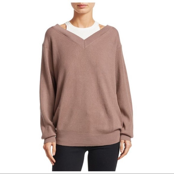 Alexander Wang Sweaters - Alexander Wang  Merino Wool Layered Tank Cold Shoulder Sweater